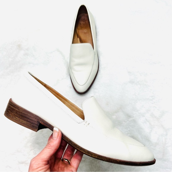 MADEWELL Frances Genuine Leather Ivory Cream Loafers Block Heel Shoes Sz… - Picture 2 of 14